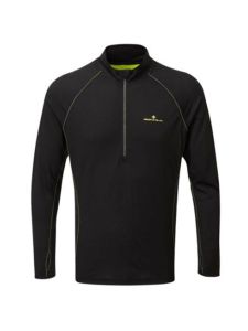RonHill Mens Tech Merino Half Zip Tee Black/Fluo Yellow